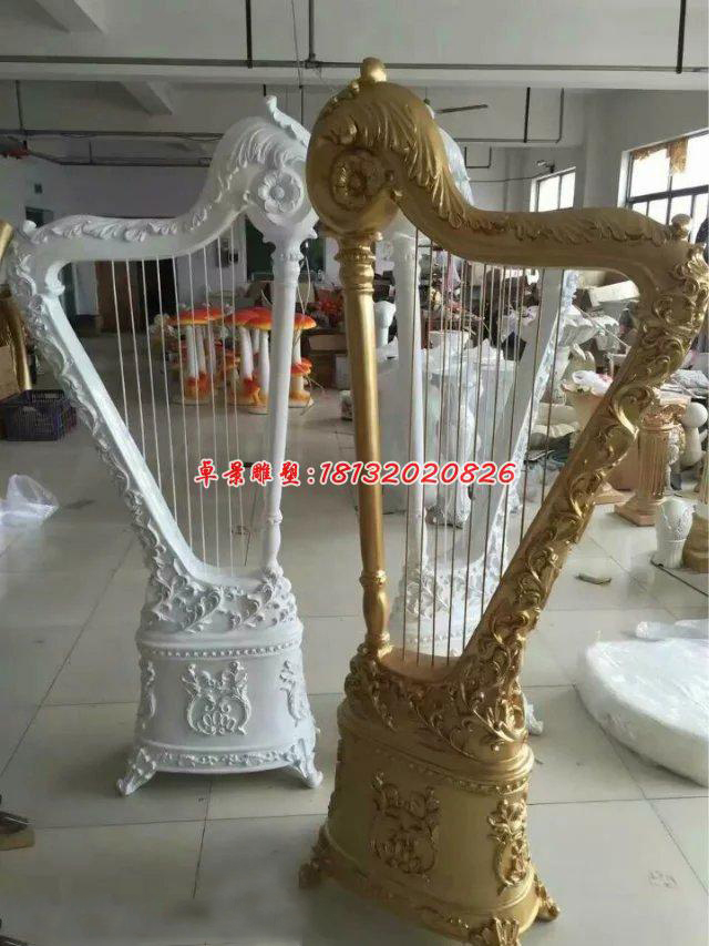 玻璃鋼豎琴雕塑,玻璃鋼仿真雕塑