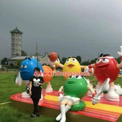 玻璃鋼m豆雕塑，玻璃鋼卡通雕塑