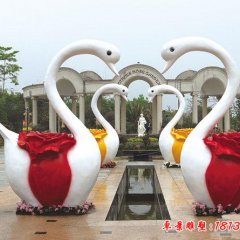 玻璃鋼天鵝雕塑，愛心鵝雕塑