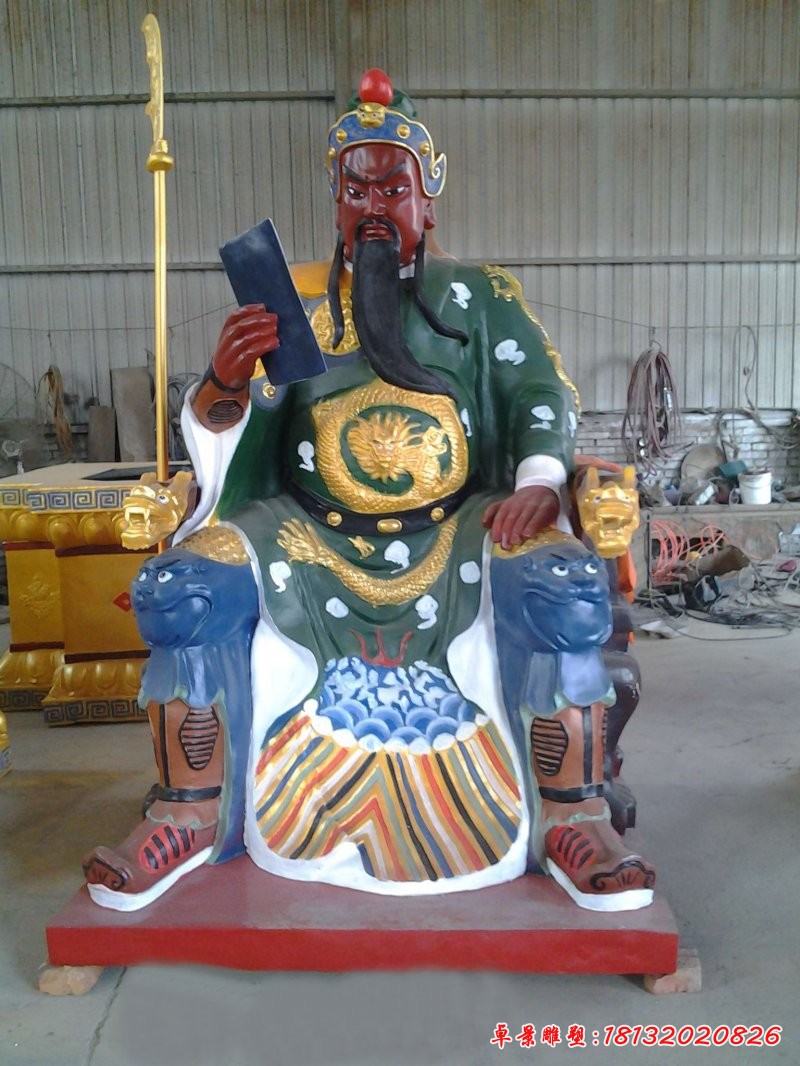 關(guān)公讀春秋雕塑，玻璃鋼關(guān)公雕塑