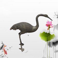 玻璃鋼丹頂鶴，仿銅動物雕塑
