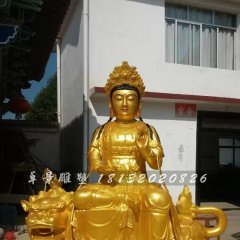 玻璃鋼文殊菩薩雕塑，鎏金佛像雕塑