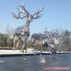 不銹鋼大型鹿雕塑
