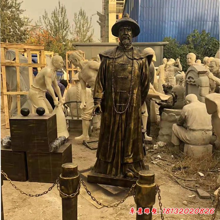 林則徐雕塑，玻璃鋼仿銅人物雕塑