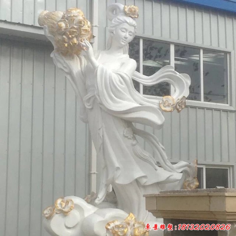 天女散花石雕,漢白玉仙女石雕