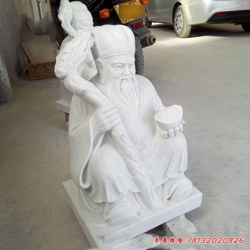 土地爺石雕，漢白玉神仙