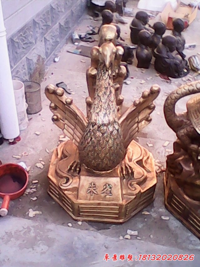 朱雀銅雕，古代神獸銅雕