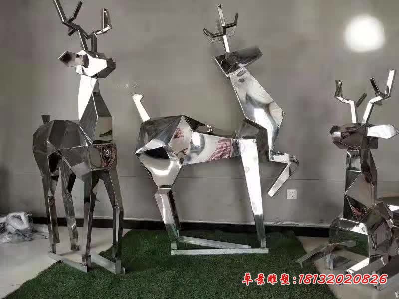 不銹鋼抽象幾何鹿雕塑