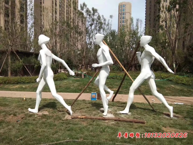 不銹鋼抽象競(jìng)走人物雕塑