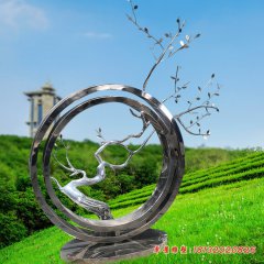 小區(qū)不銹鋼樹(shù)枝圓環(huán)雕塑