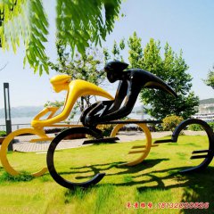 不銹鋼抽象騎單車人物雕塑