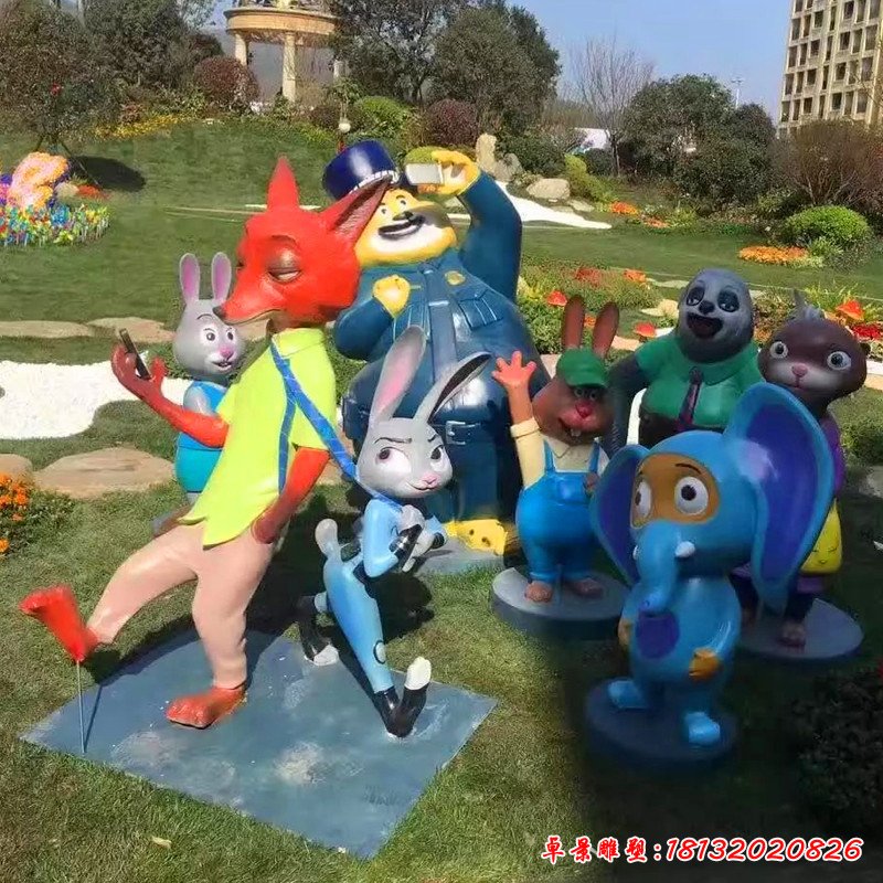 游樂場景觀擺件,玻璃鋼瘋狂動物城雕塑 (2)(1)