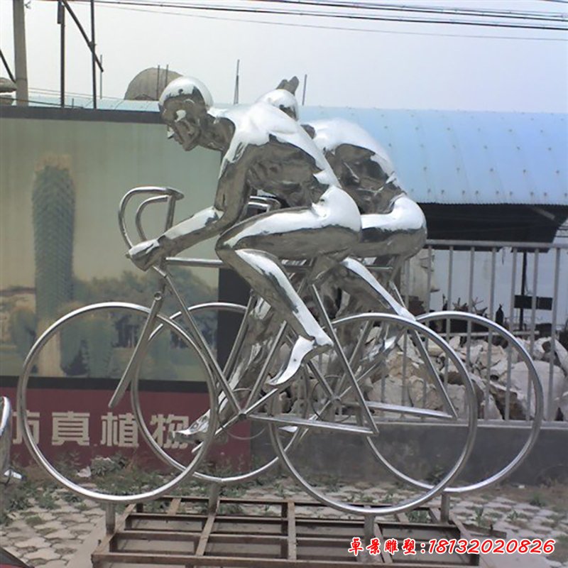 不銹鋼騎自行車雕塑,公園不銹鋼騎自行車雕塑